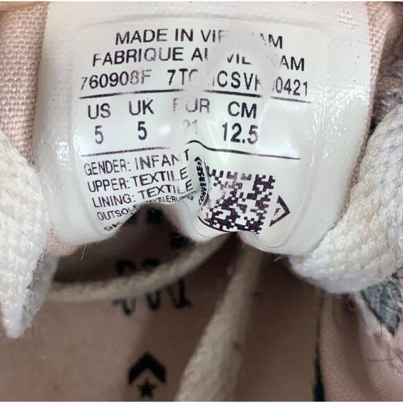 Converse All Star Toddlers Size 5 Gray & With Pink Canvas Low-Top Sneakers - Picture 9 of 9